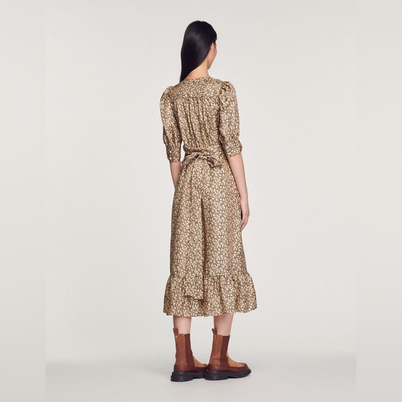 Sandro Women's Enrika Printed Silk Midi Dress - Picture 3 of 4